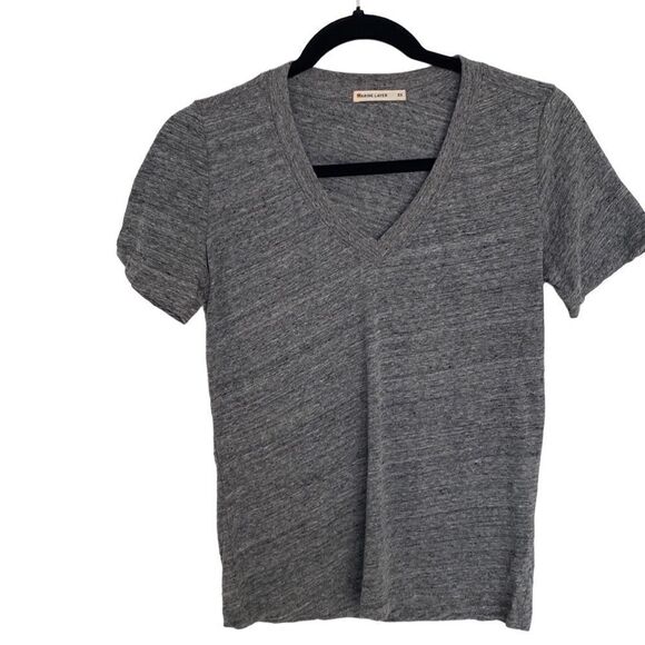 Marine Layer Heather Grey V Neck Short Sleeve - Picture 1 of 4